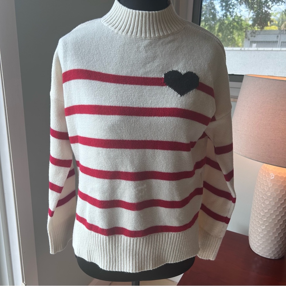 Abercrombie Kids Striped Sweater with Heart Accent